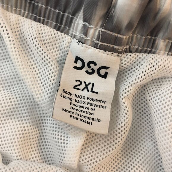 DSG Mens 6" Rec Shorts Relaxed Fit Mesh Lined Pockets Gray White 2XL - Picture 3 of 4